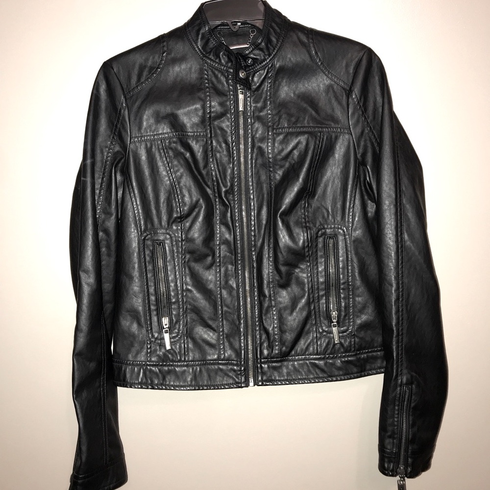BLACK FAUX LEATHER JACKET